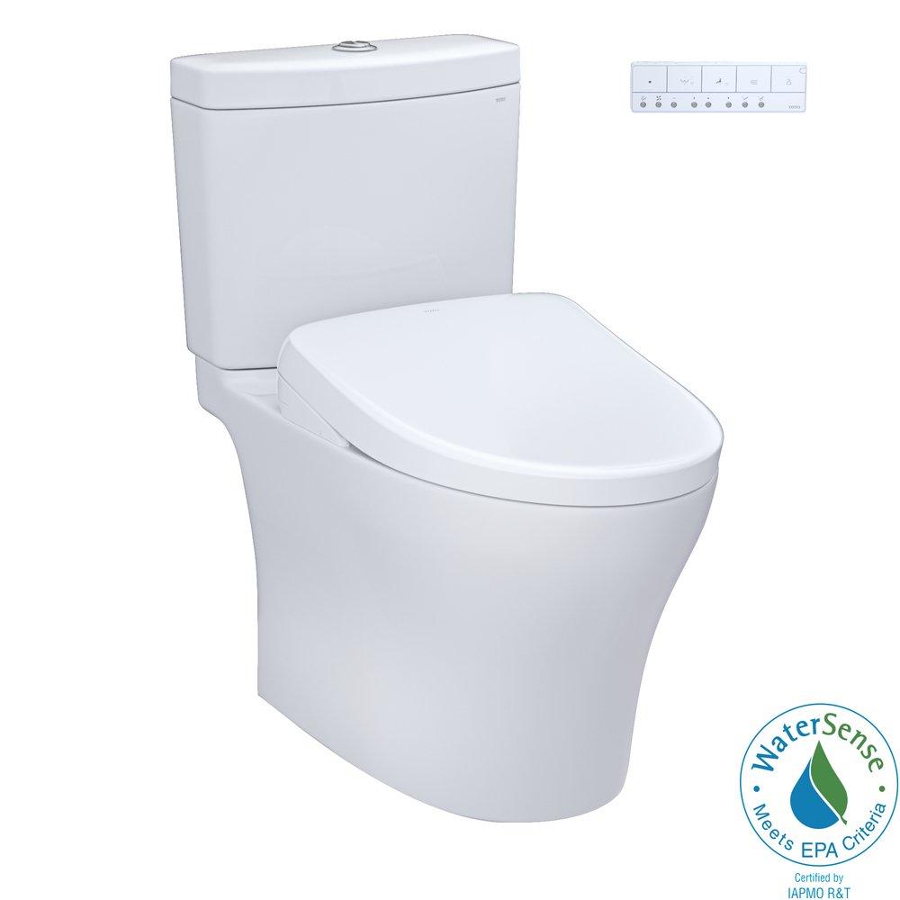 1.28 gpf Elongated Two Piece Toilet with Washlet Seat  in Cotton White 