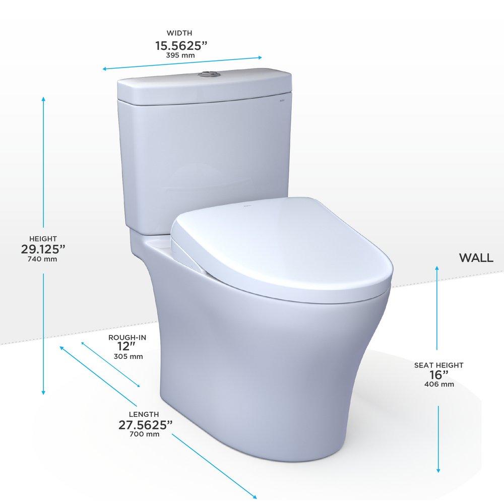 1.28 gpf Elongated Two Piece Toilet with Washlet Seat  in Cotton White 