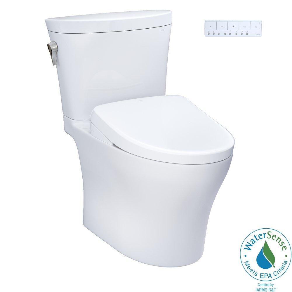 1.28 gpf Elongated Two Piece Toilet with Washlet Seat  in Cotton White 