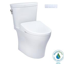 0.9/1.28 gpf Elongated Two Piece Toilet with Washlet Seat  in Cotton White