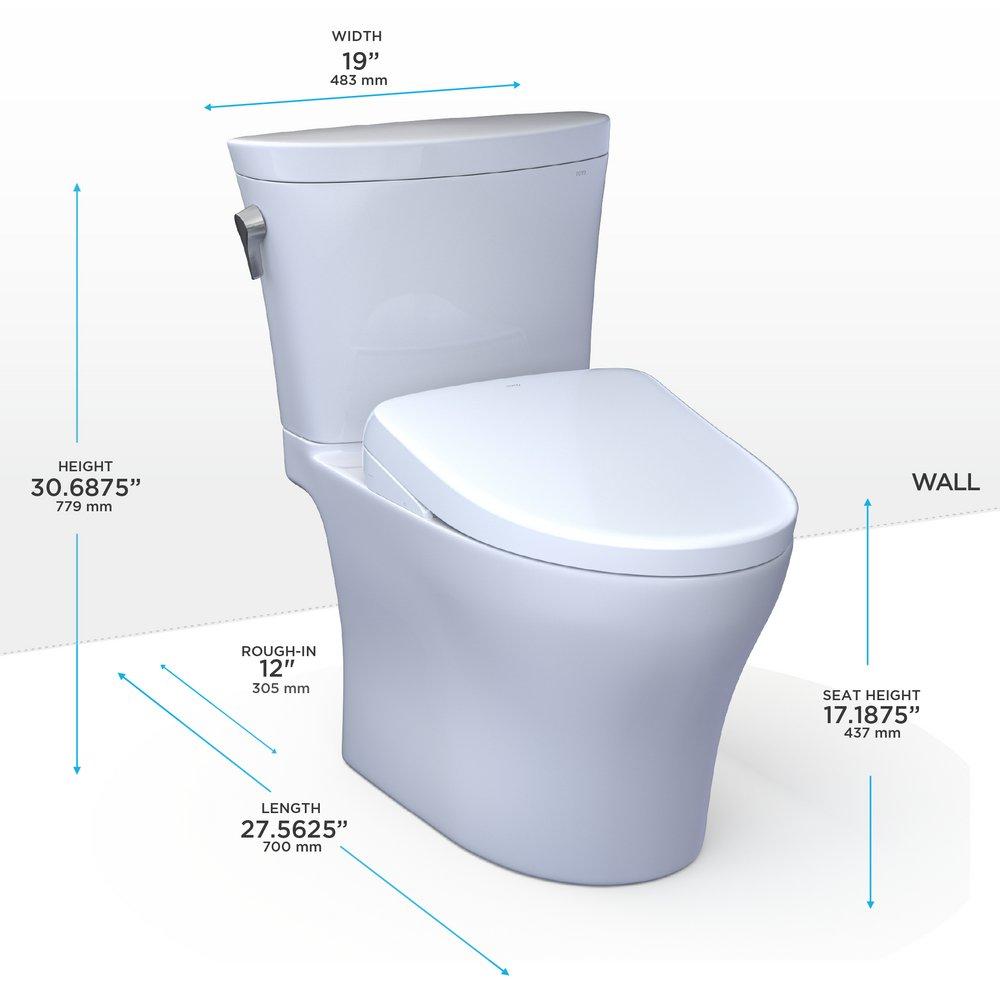 1.28 gpf Elongated Two Piece Toilet with Washlet Seat  in Cotton White 