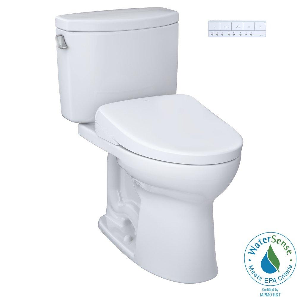 1.28 gpf Elongated Two Piece Toilet with Washlet Seat  in Cotton White 