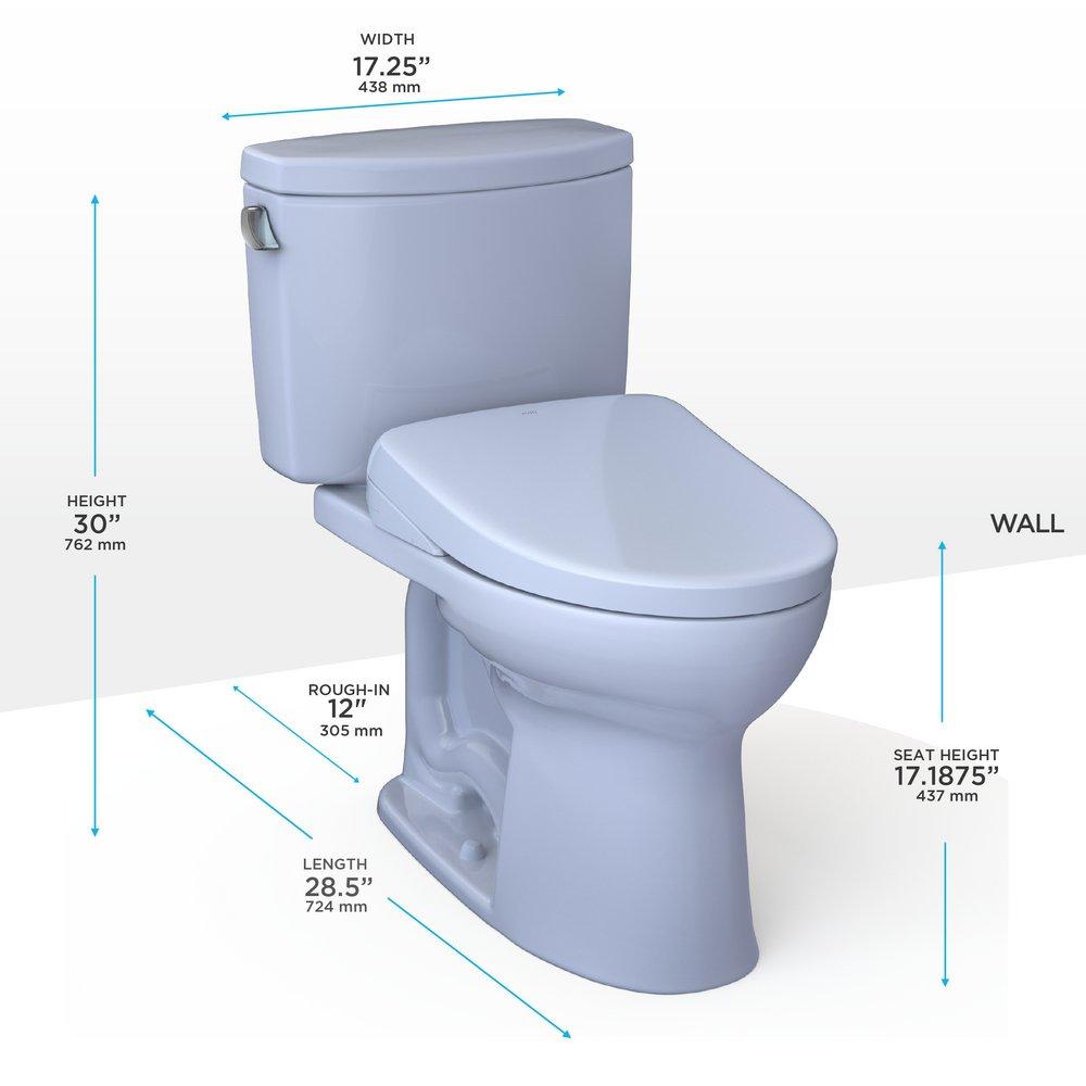 1.28 gpf Elongated Two Piece Toilet with Washlet Seat  in Cotton White 