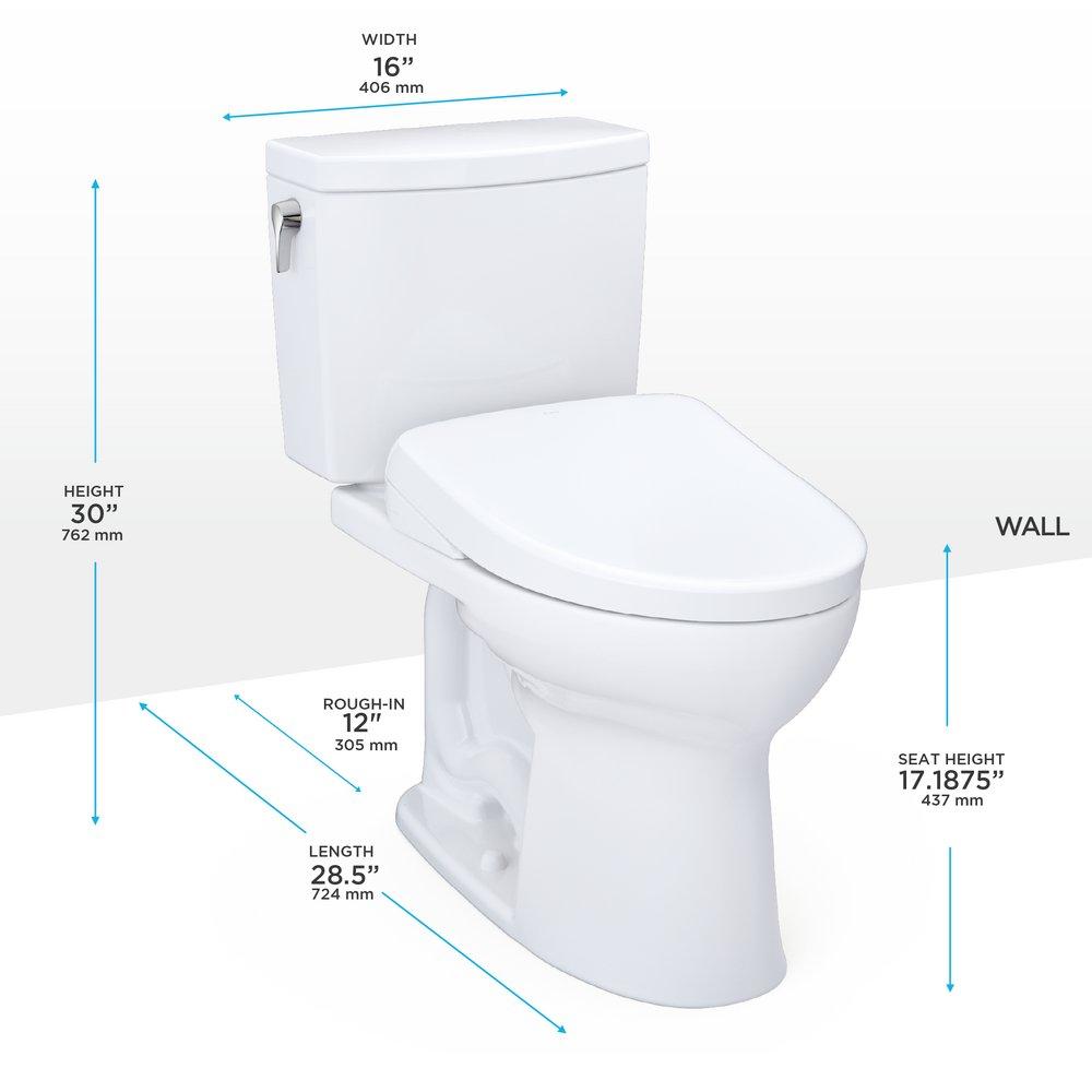 1.28 gpf Elongated Two Piece Toilet with Washlet Seat  in Cotton White 