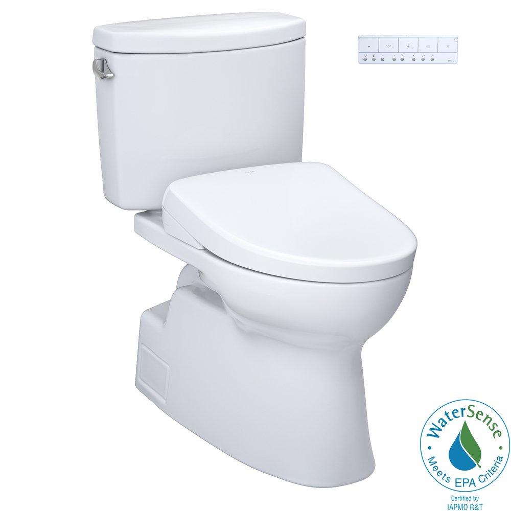1.28 gpf Elongated Two Piece Toilet with Washlet Seat  in Cotton White 