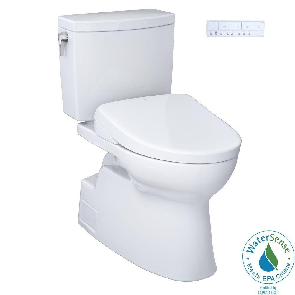 1.28 gpf Elongated Two Piece Toilet with Washlet Seat  in Cotton White 