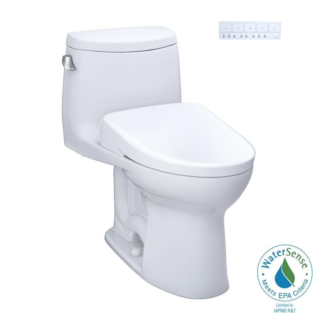 1.28 gpf Elongated One Piece Toilet with Washlet Seat  in Cotton White 
