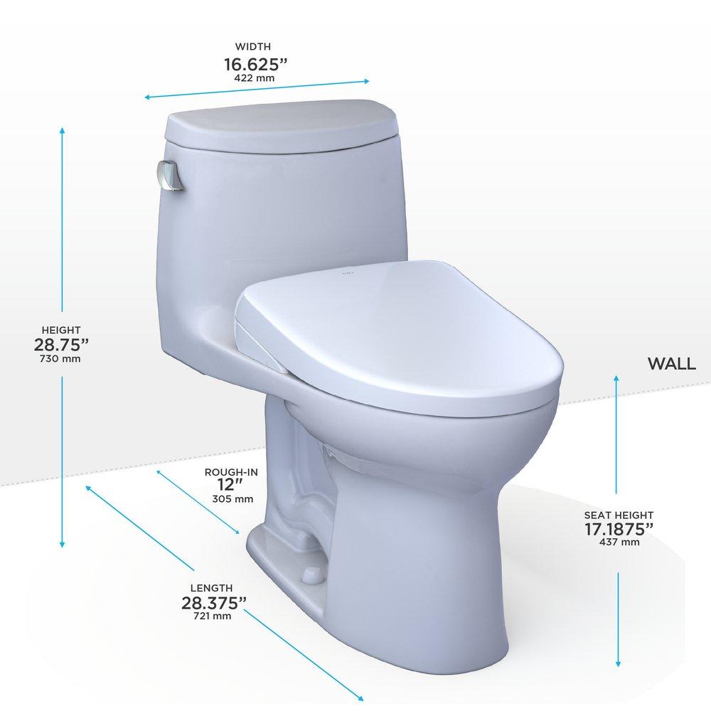 1.28 gpf Elongated One Piece Toilet with Washlet Seat  in Cotton White 