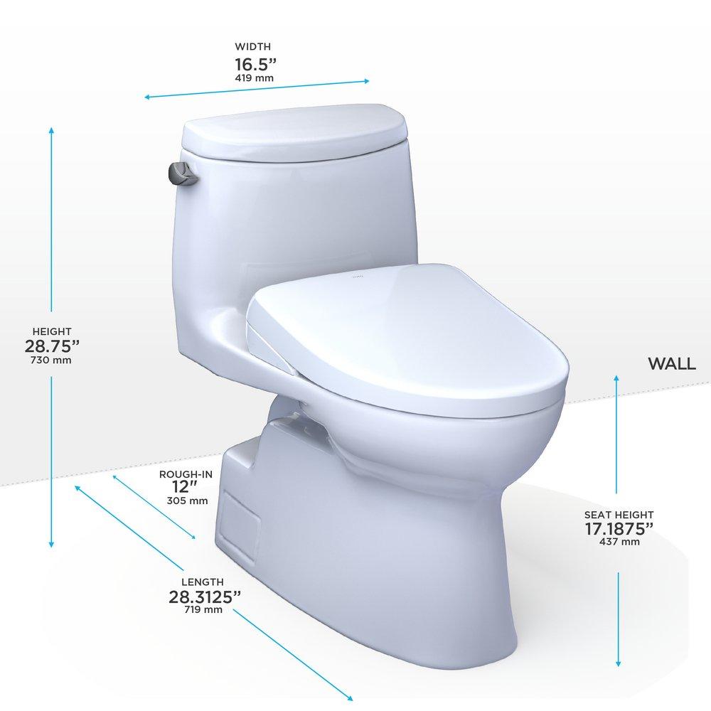 1.28 gpf Elongated One Piece Toilet with Washlet Seat  in Cotton White 