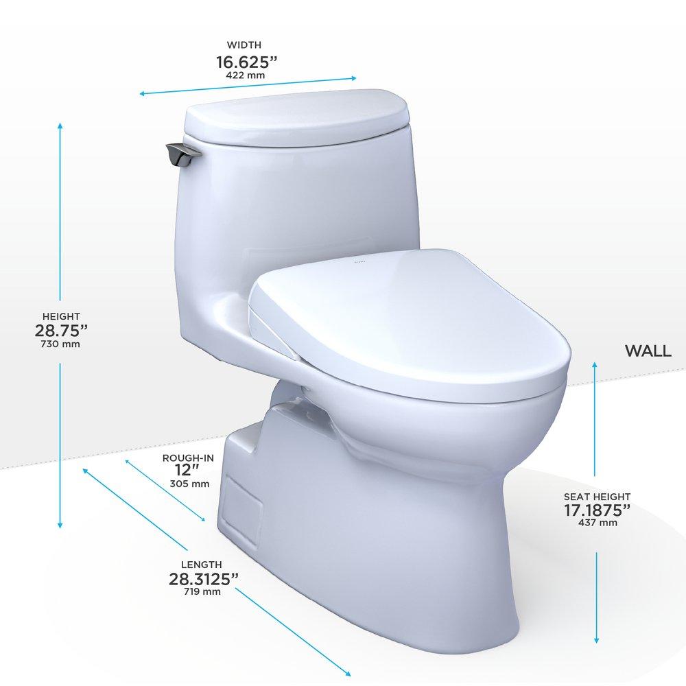 1.28 gpf Elongated One Piece Toilet with Washlet Seat  in Cotton White 