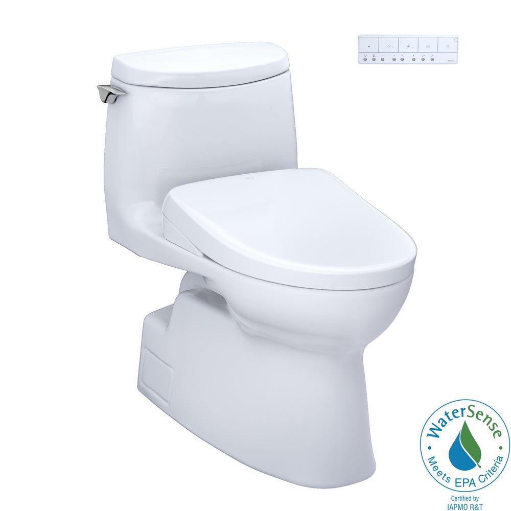 1.28 gpf Elongated One Piece Toilet with Washlet Seat  in Cotton White 