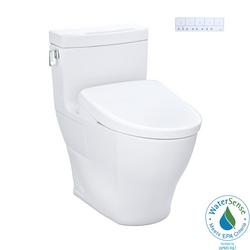 1.28 gpf Elongated One Piece Toilet with Bidet Seat in Cotton White