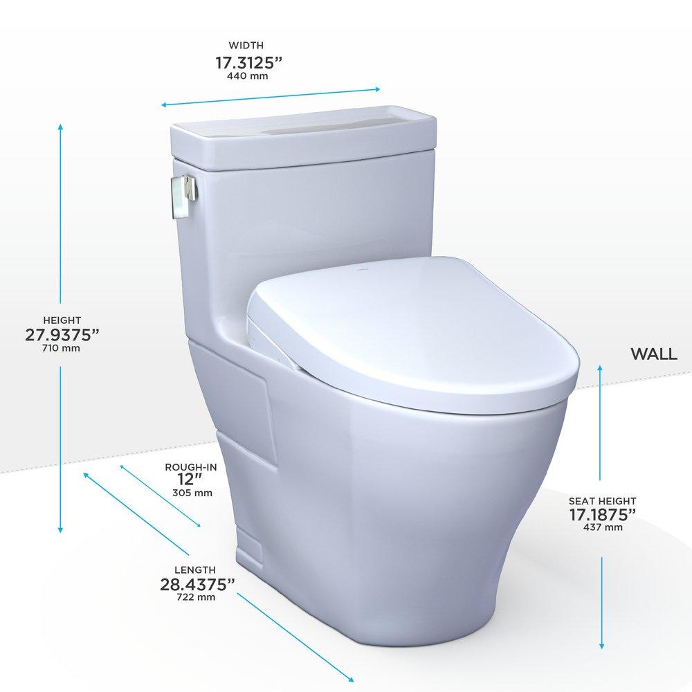 1.28 gpf Elongated One Piece Toilet with Washlet Seat  in Cotton White 