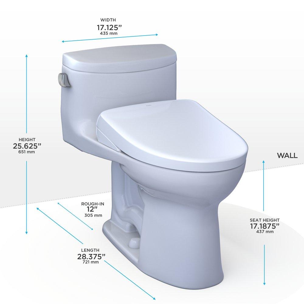 1.28 gpf Elongated One Piece Toilet with Washlet Seat  in Cotton White 