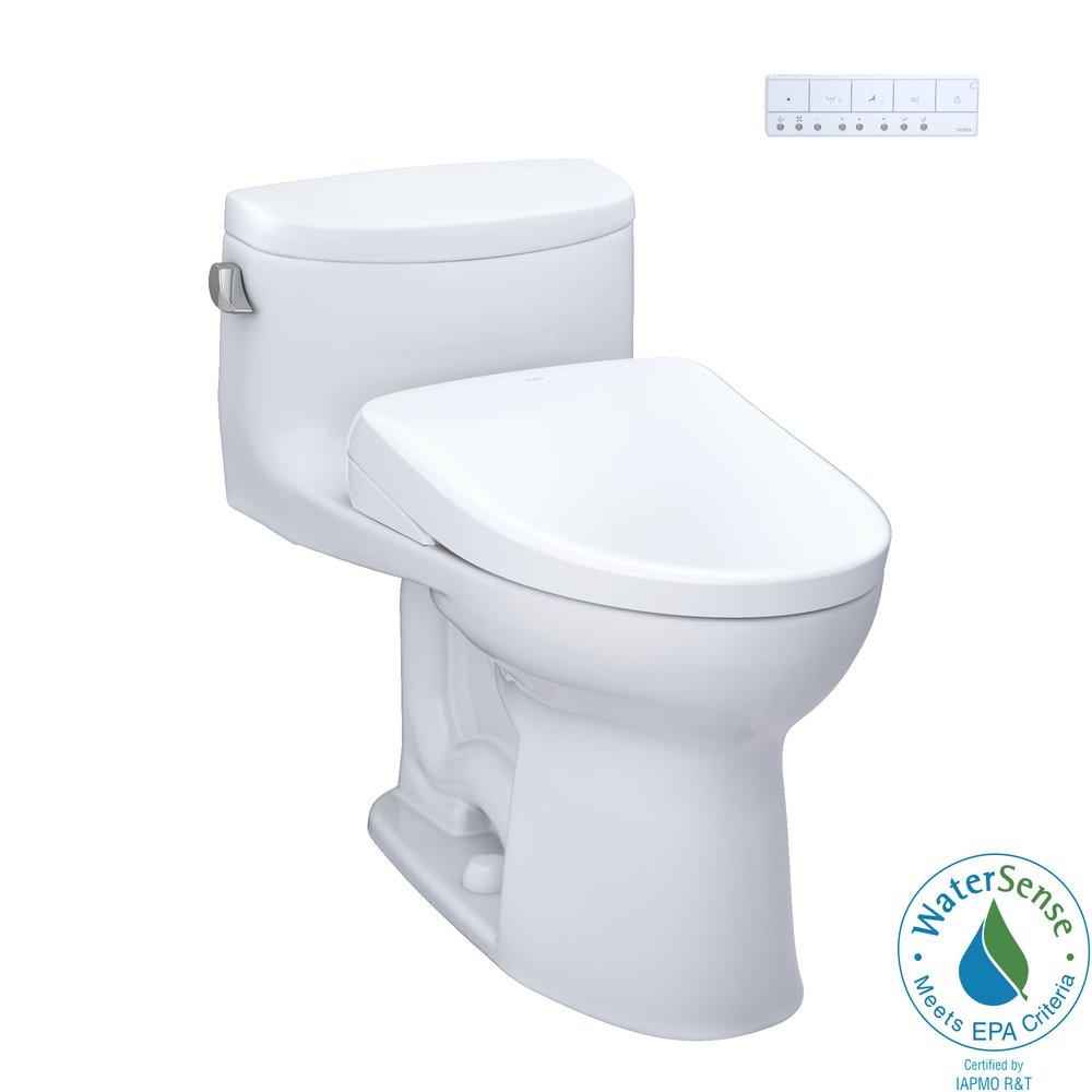 1.28 gpf Elongated One Piece Toilet with Washlet Seat  in Cotton White 