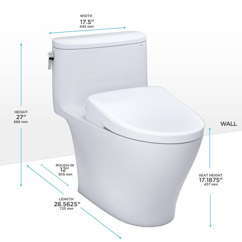 1.28 gpf Elongated One Piece Toilet with Washlet Seat  in Cotton White 