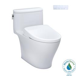 1.28 gpf Elongated One Piece Toilet with Washlet Seat  in Cotton White