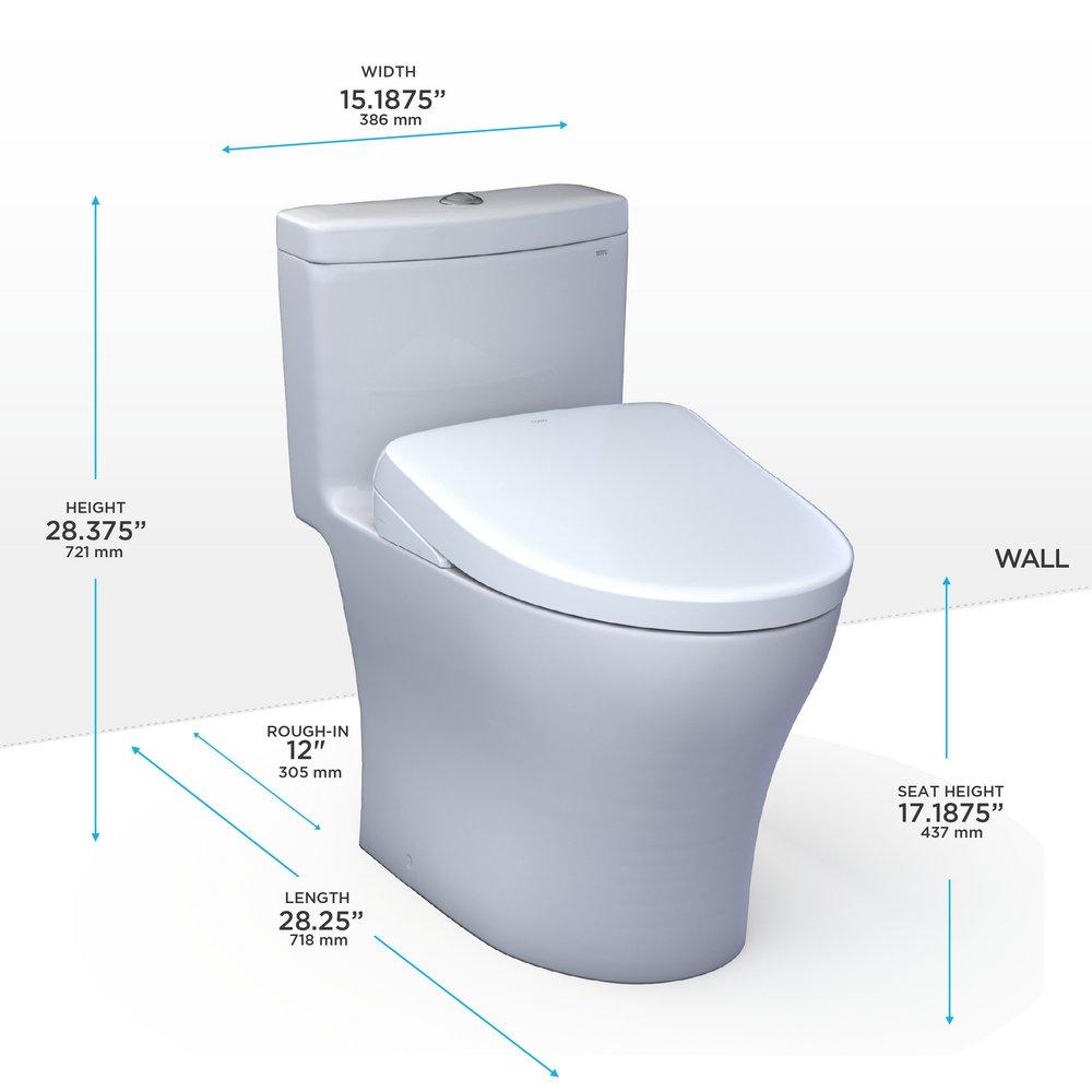 1.28 gpf Elongated One Piece Toilet with Washlet Seat  in Cotton White 