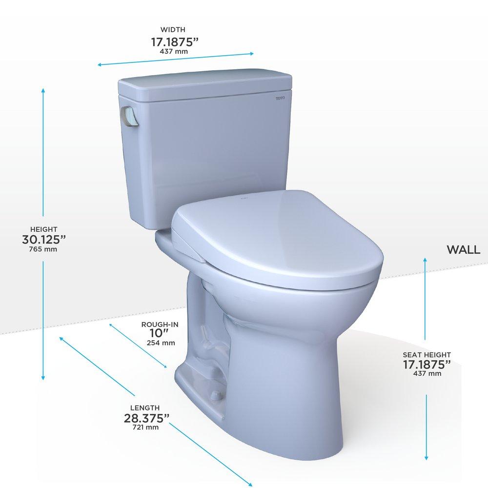 1.28 gpf Elongated Two Piece Toilet with Washlet Seat  in Cotton White 