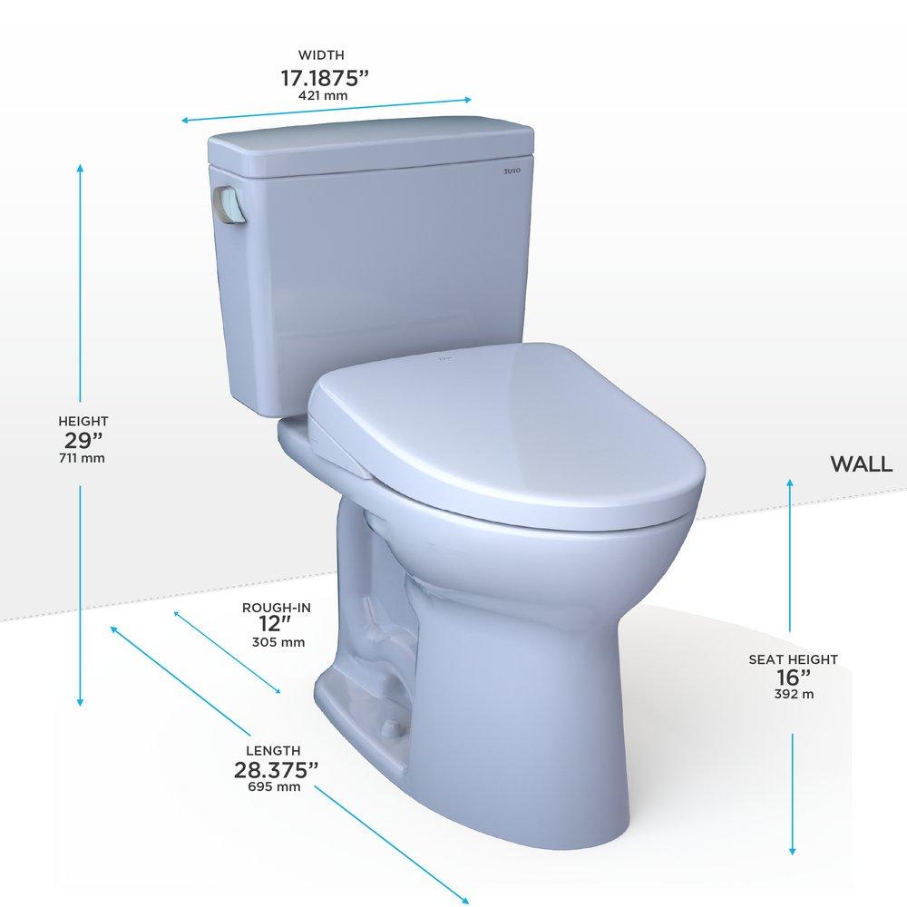 1.28 gpf Elongated Two Piece Toilet with Washlet Seat  in Cotton White 