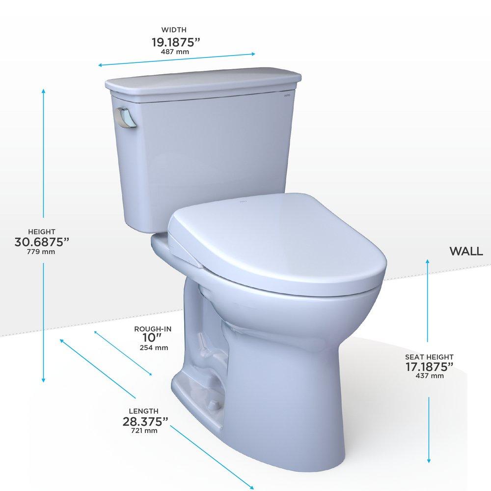 1.28 gpf Elongated Two Piece Toilet with Washlet Seat  in Cotton White 