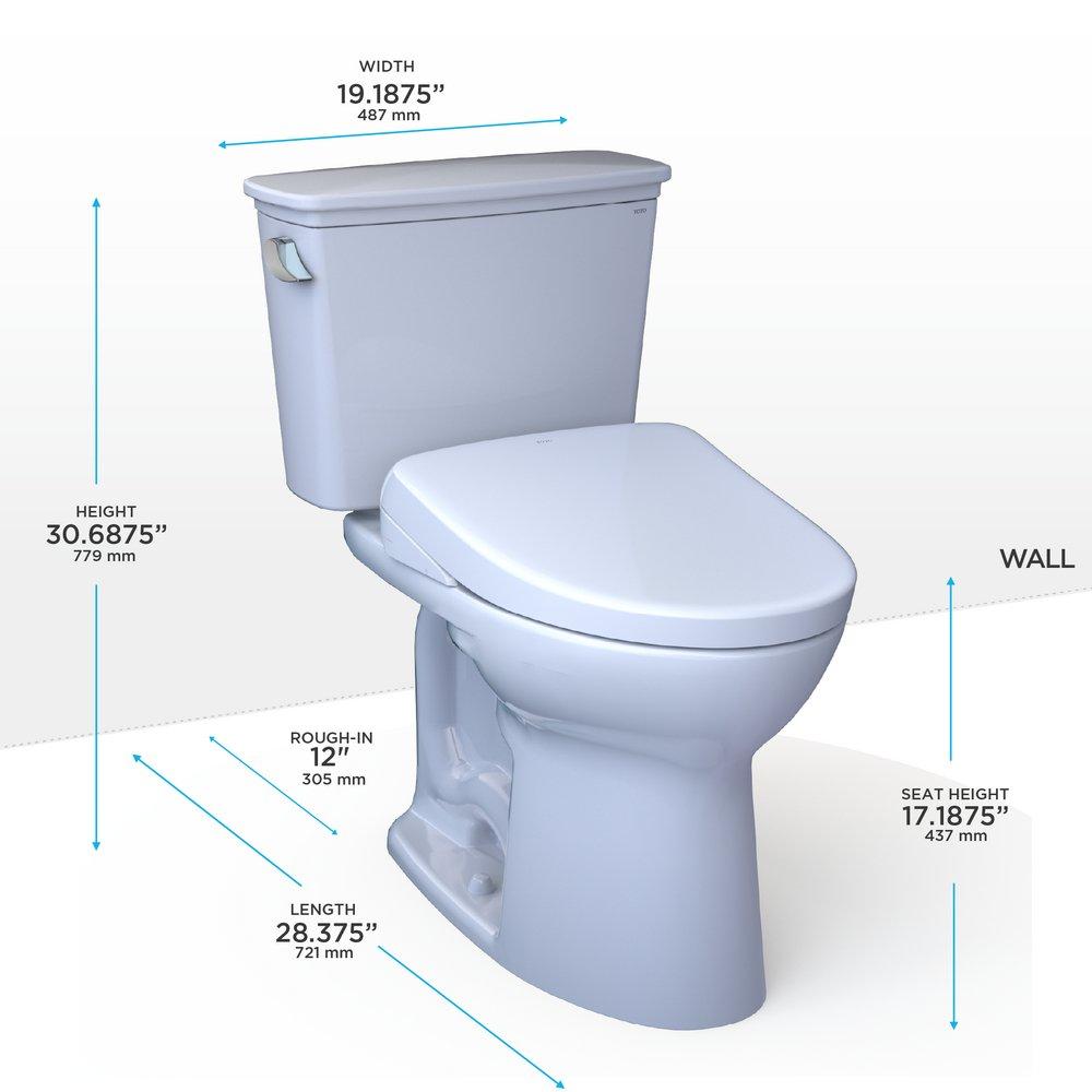 1.28 gpf Elongated Two Piece Toilet with Washlet Seat  in Cotton White 