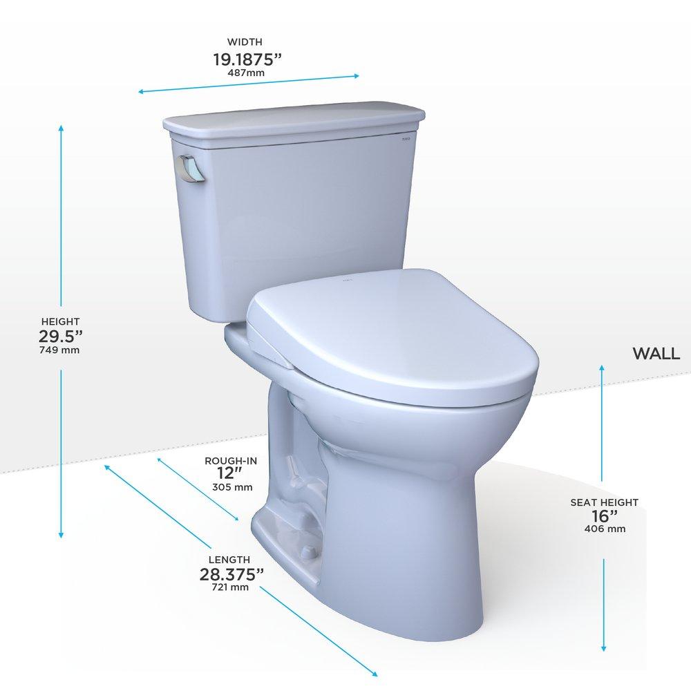 1.28 gpf Elongated Two Piece Toilet with Washlet Seat  in Cotton White 