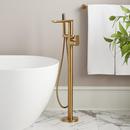 Floor Mount Tub Filler Faucet in Brushed Gold