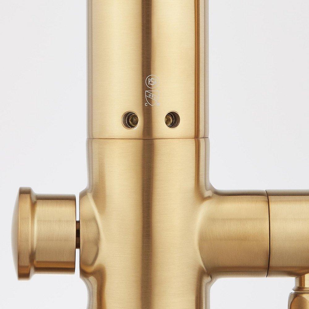 Signature Hardware Brushed Gold Floor Mounted Tub Filler Faucet 