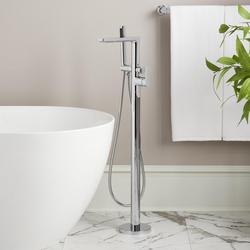 Floor Mount Tub Filler Faucet in Polished Chrome