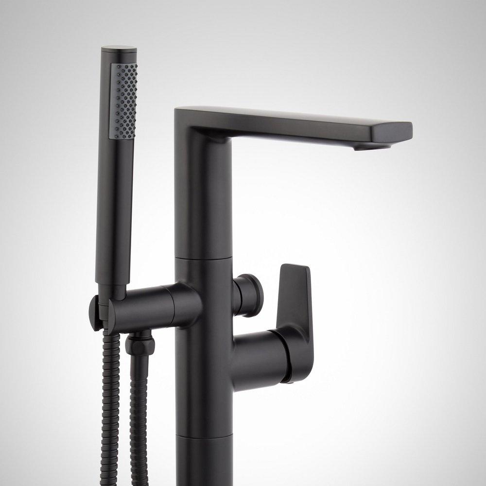 Signature Hardware Black Floor Mounted Tub Filler Faucet 
