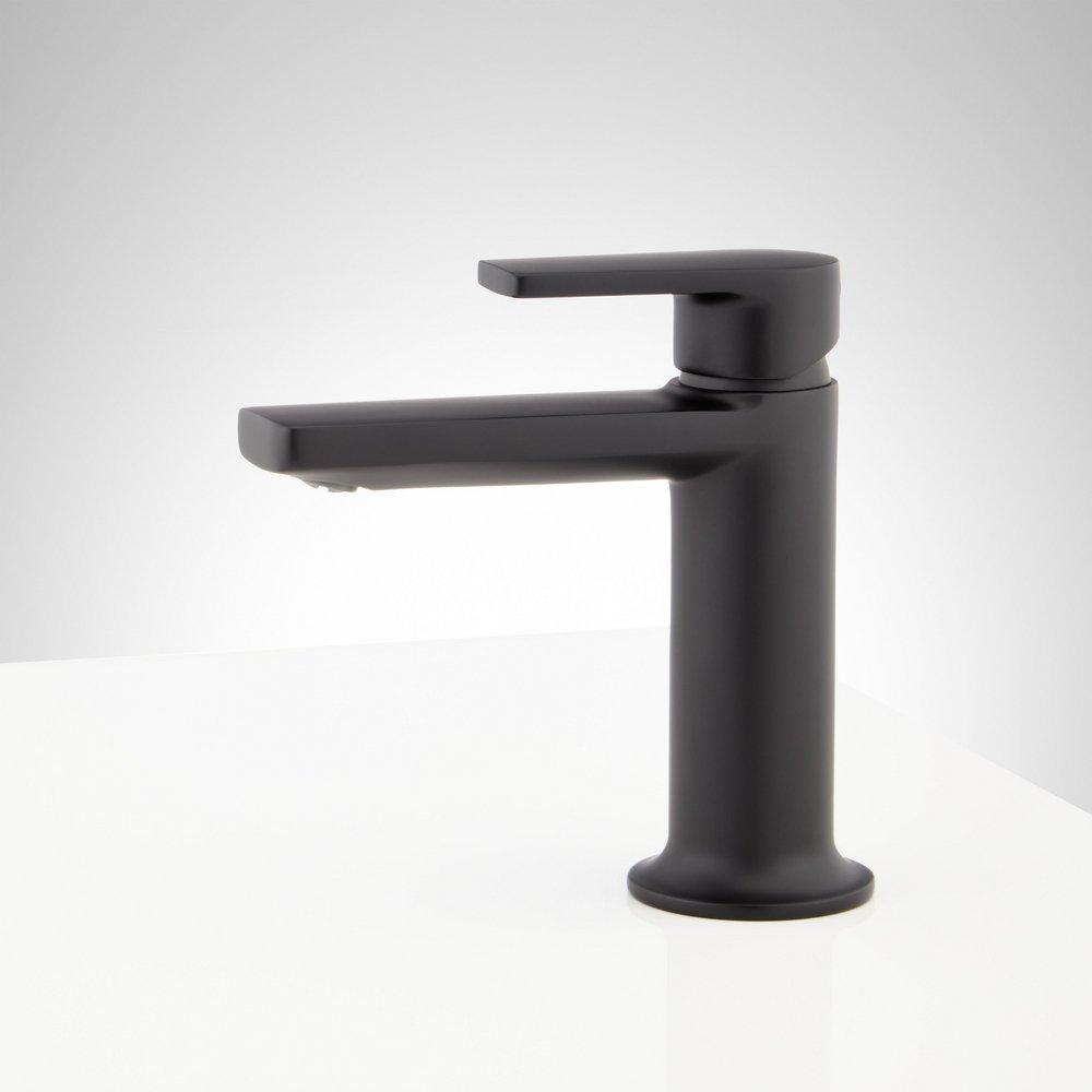 Signature Hardware Matte Black Single Handle Monoblock Bathroom Sink Faucet 