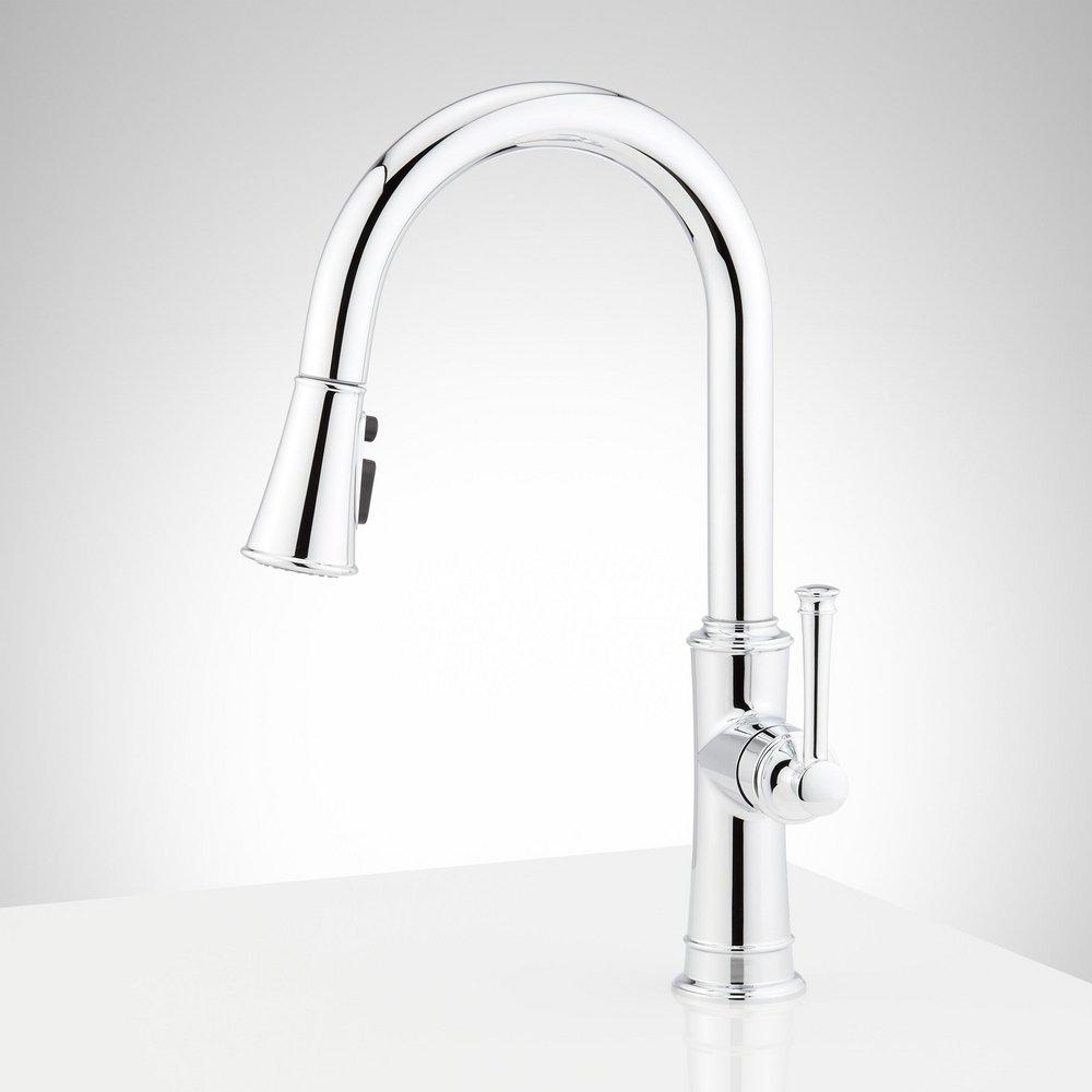 Signature Hardware Chrome Single Handle Pull Down Kitchen Faucet 