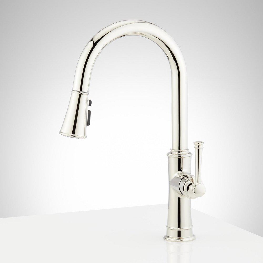 Signature Hardware Polished Nickel Single Handle Pull Down Kitchen Faucet 