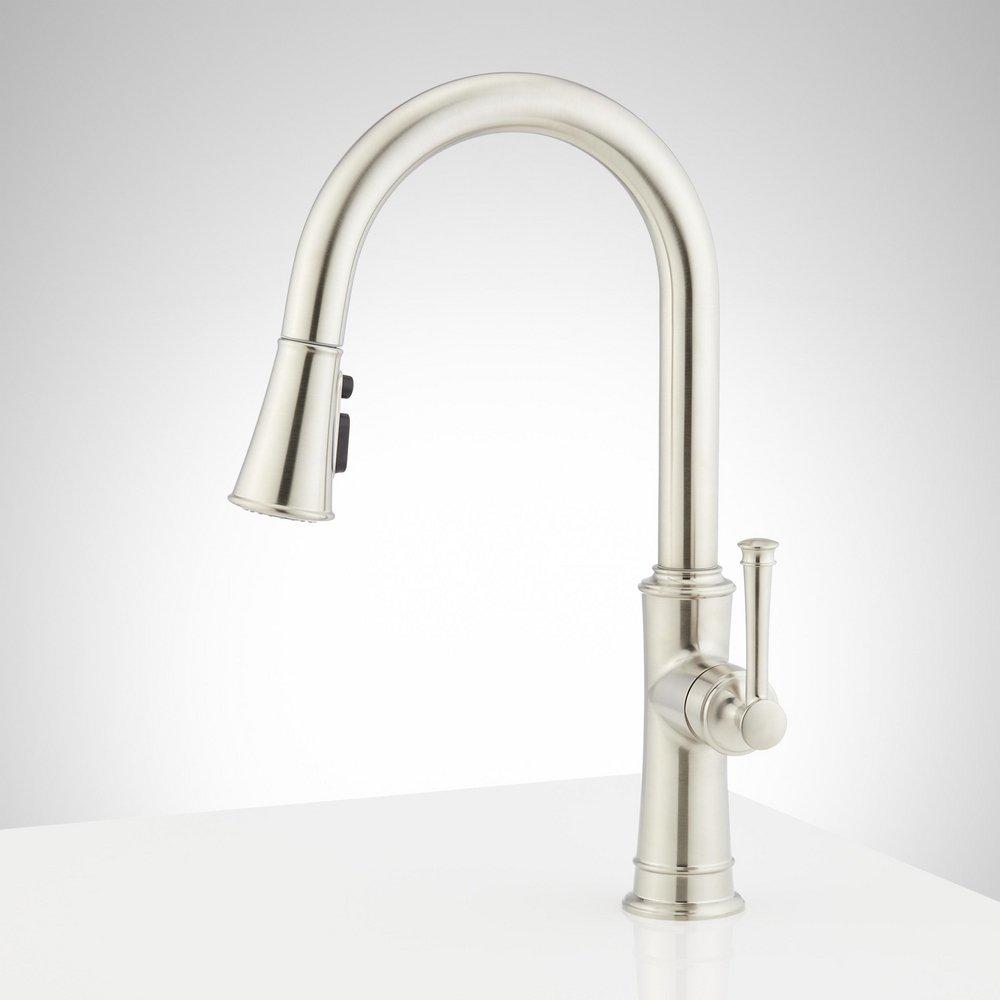 Signature Hardware Stainless Steel Single Handle Pull Down Kitchen Faucet 