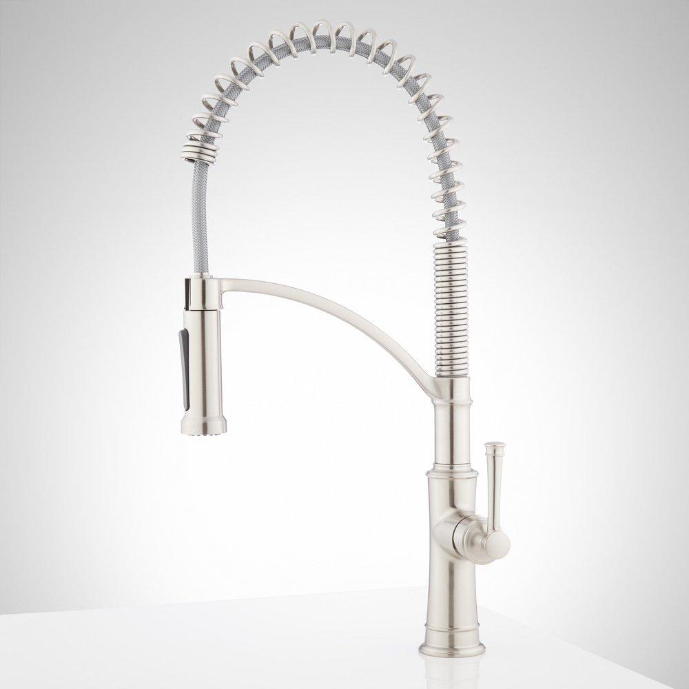 Signature Hardware Stainless Steel Single Handle Pre-Rinse Kitchen Faucet 