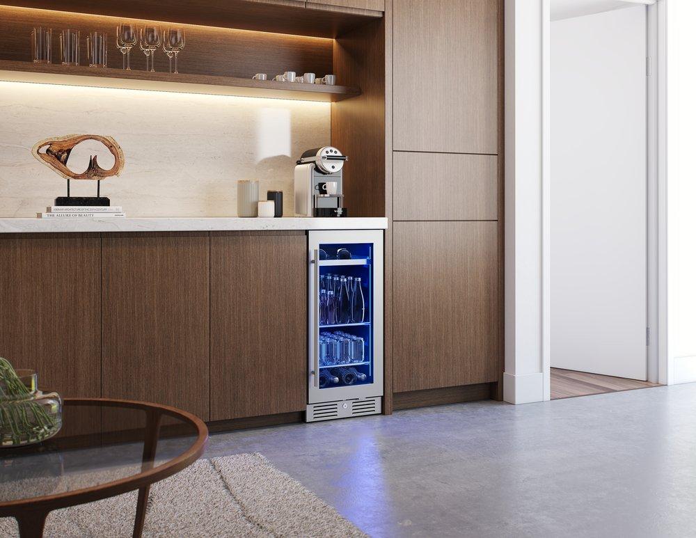 Zephyr Stainless Steel/Black 15 in. 3.4 cu. ft. Beverage Cooler 