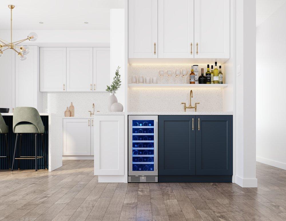 Zephyr Stainless Steel 15 x 33-7/8 in. Indoor Built-in and Freestanding Wine Coolers 