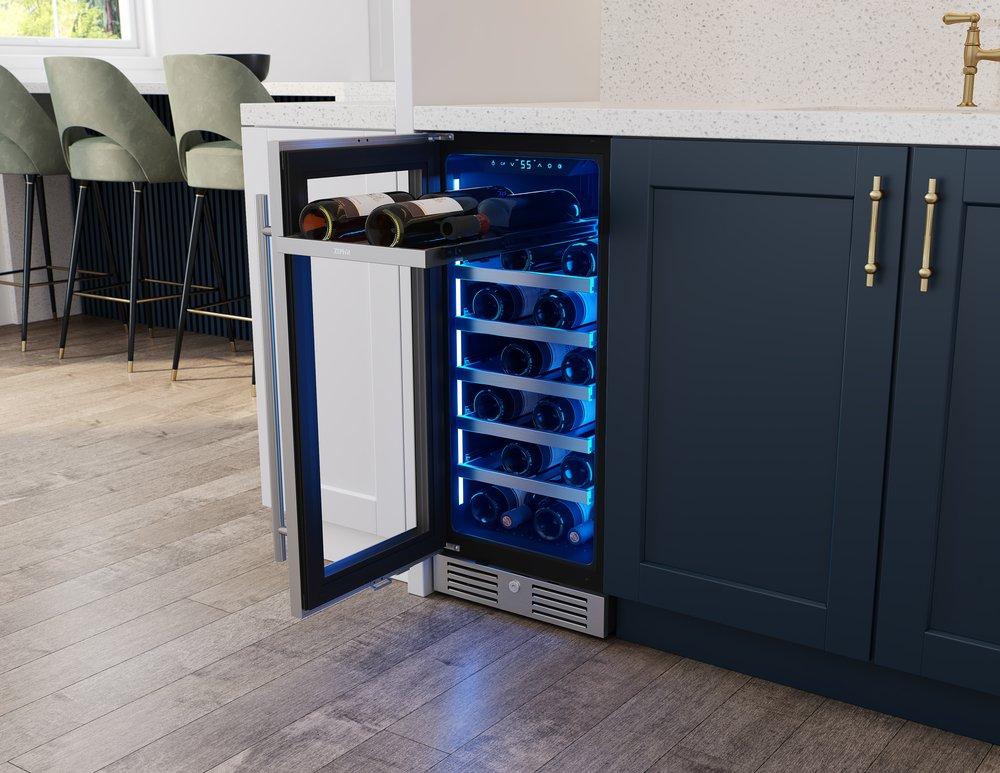 Zephyr Stainless Steel 15 x 33-7/8 in. Indoor Built-in and Freestanding Wine Coolers 