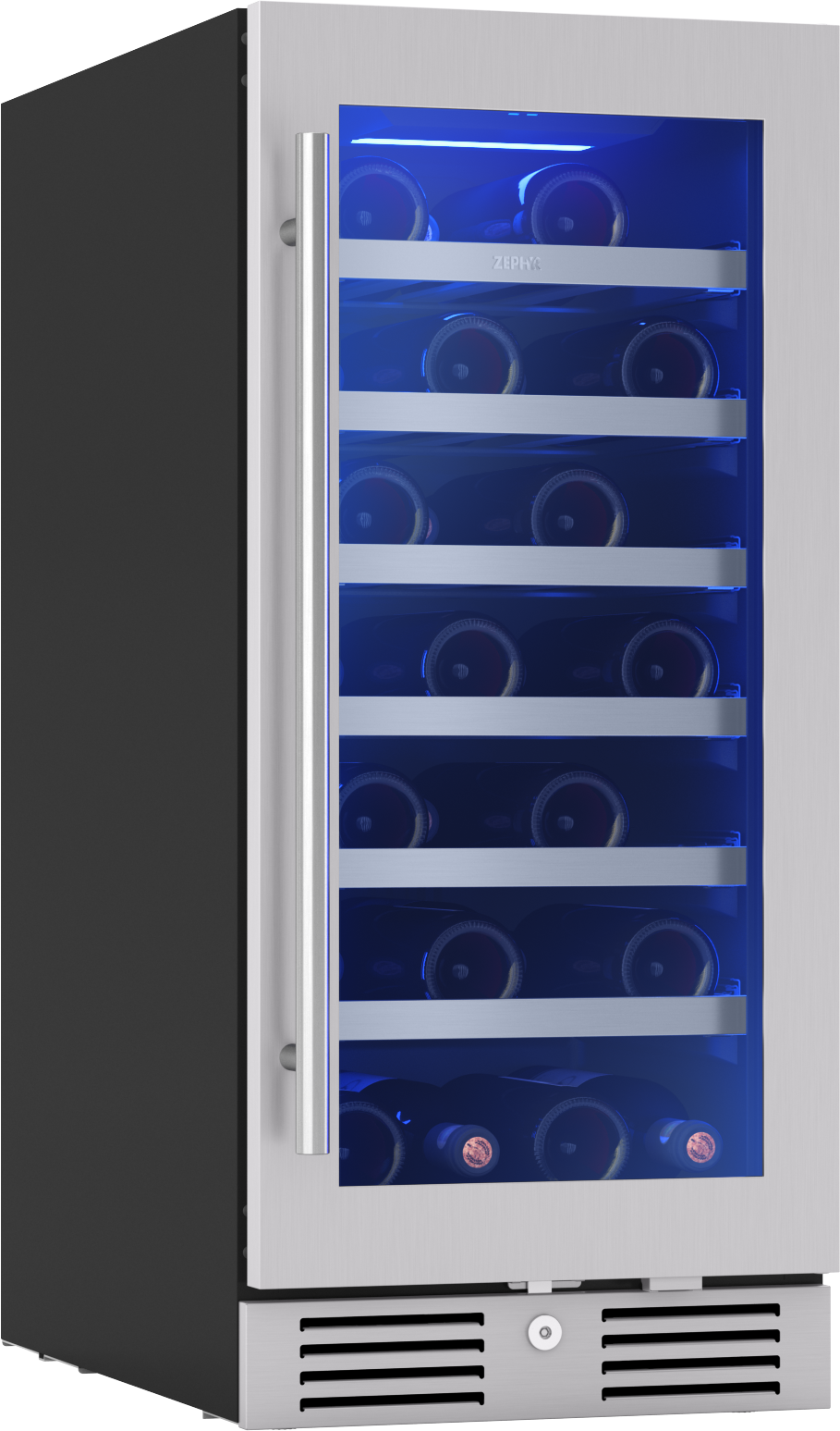 Zephyr Stainless Steel 15 x 33-7/8 in. Indoor Built-in and Freestanding Wine Coolers 