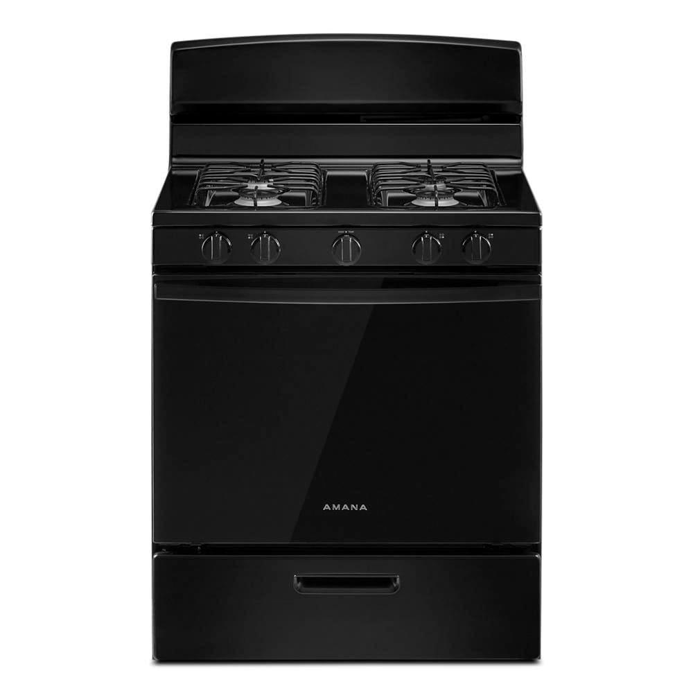 Amana Black 29-22/25 in. 4-Burner Gas Freestanding Range 