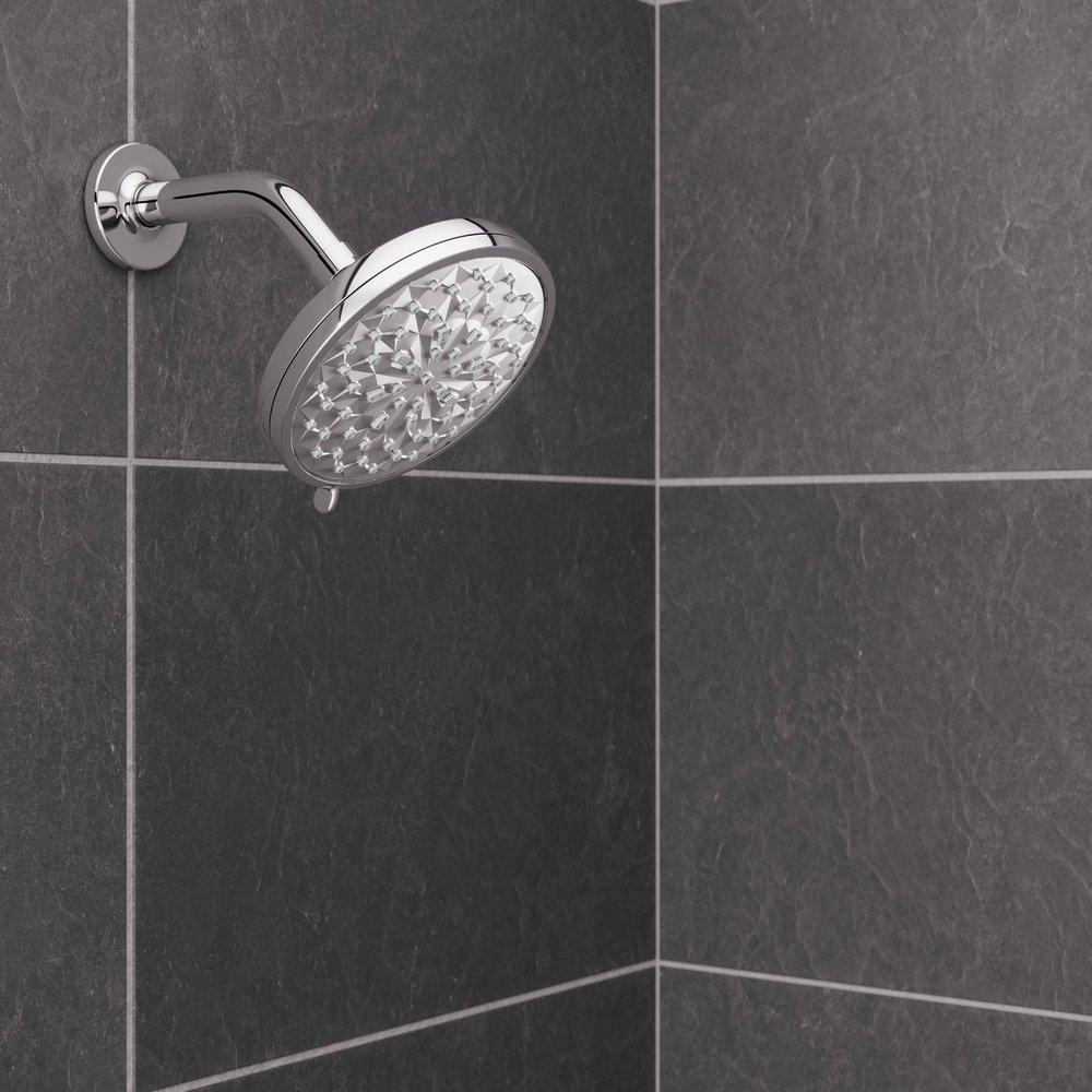 HYDROFUSE 6-FUNCTION SHOWERHEAD IN POLISHED CHROME ARM AND FLANGE NOT INCLUDED 