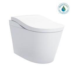 0.8 gpf/1.0 gpf Elongated One Piece Smart Toilet with Bidet Seat in Cotton with Silver Trim