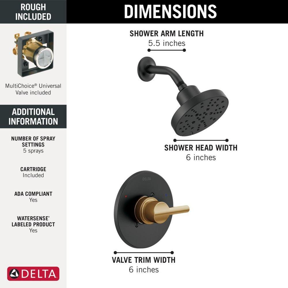 Delta Faucet Matte Black Single Handle Multi Function Shower Faucet (Trim Only) 