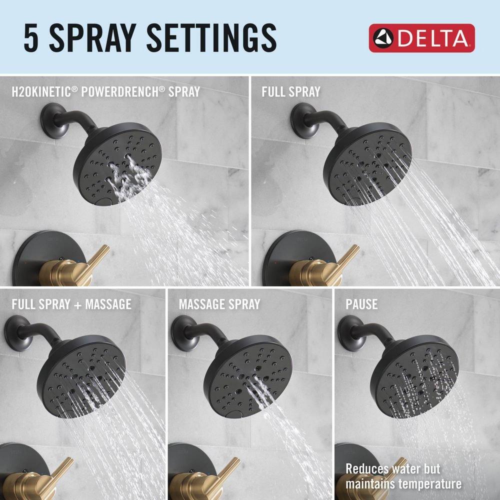 Delta Faucet Matte Black Single Handle Multi Function Shower Faucet (Trim Only) 