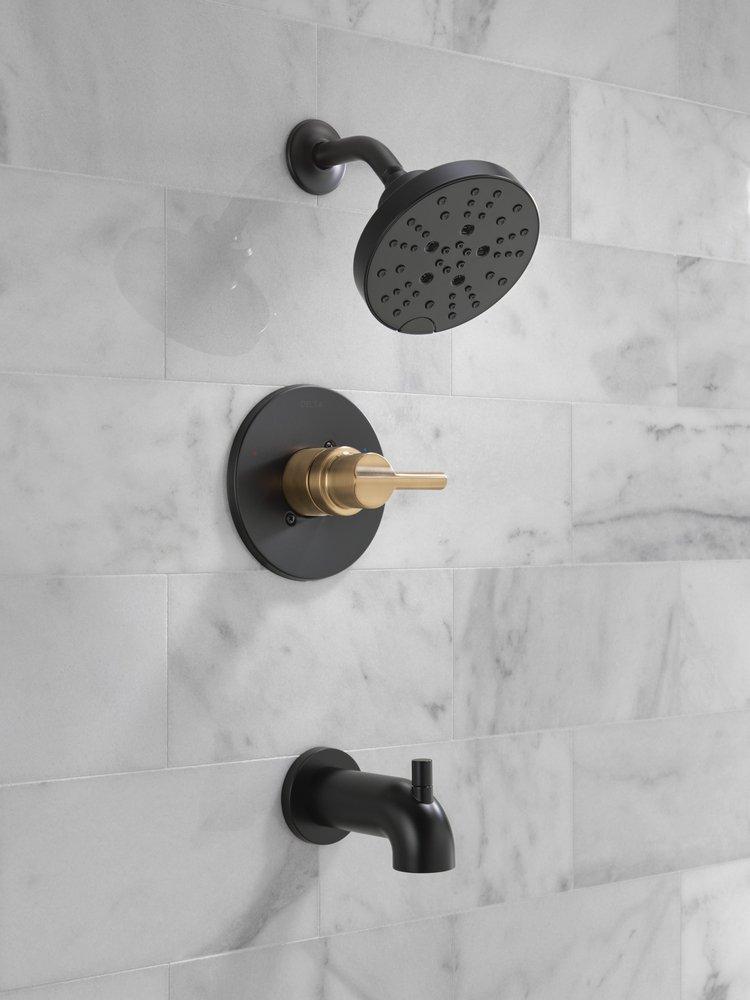 Delta Faucet Matte Black Single Handle Multi Function Bathtub & Shower Faucet (Trim Only) 