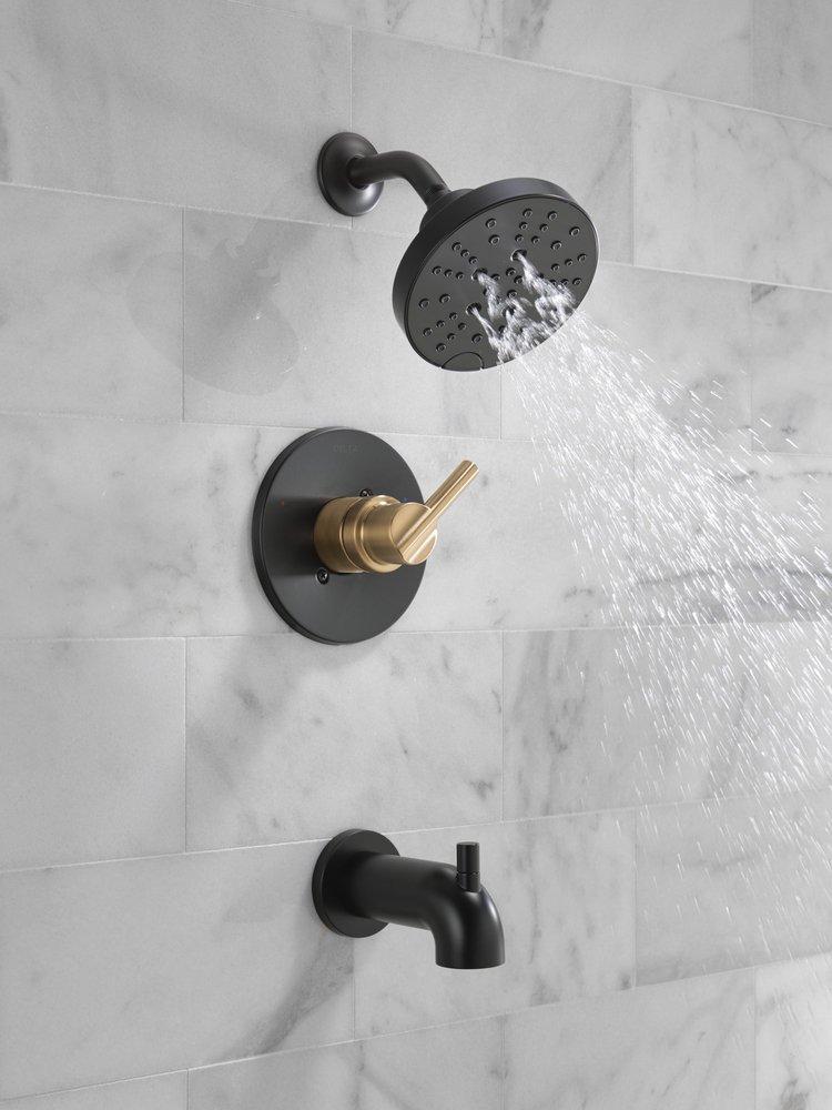 Delta Faucet Matte Black Single Handle Multi Function Bathtub & Shower Faucet (Trim Only) 