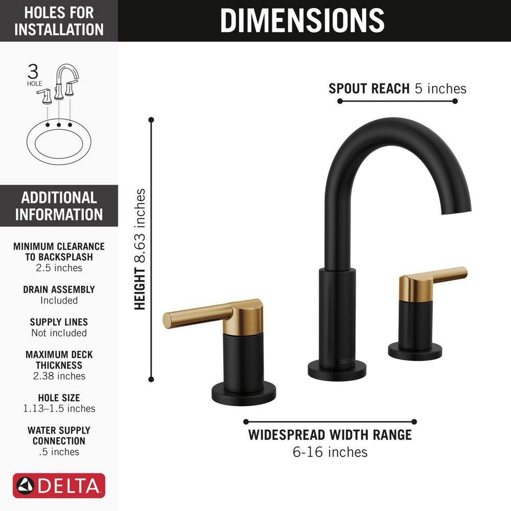 DELTA NICOLI TWO HANDLE WIDESPREAD BATHROOM FAUCET 