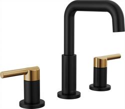 Two Handle Widespread Bathroom Sink Faucet in Black/Gold