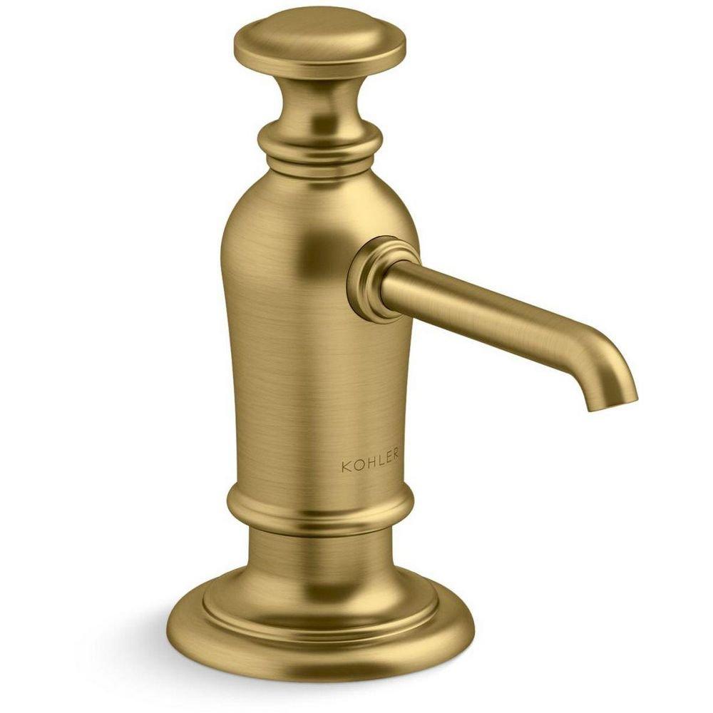 KOHLER Vibrant Brushed Moderne Brass 4-7/16 in. 16 oz. Kitchen Soap Dispenser 